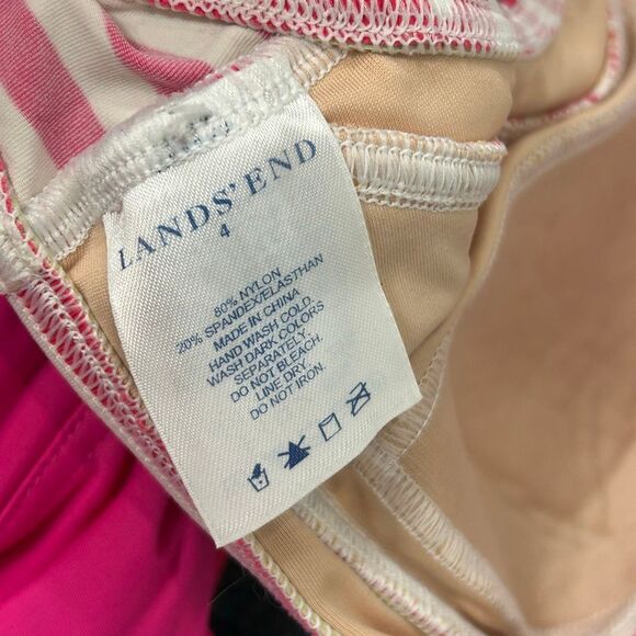 Lands’ End Bikini Swimsuit Skirt Skort Bottoms Pink Stripe Bathing Suit 6 4 Swim - Picture 7 of 13